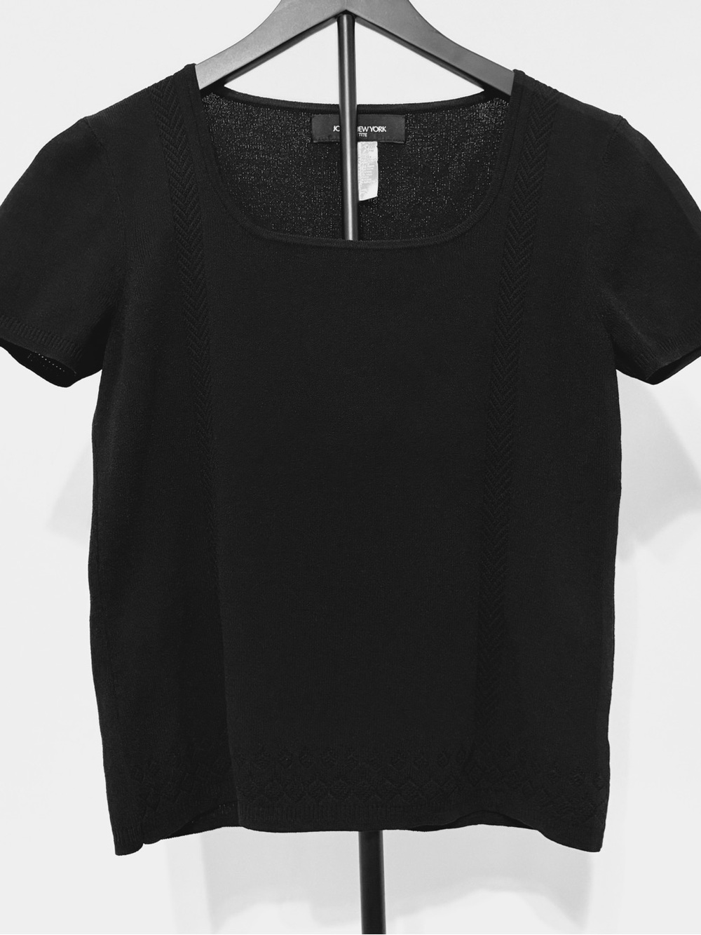 Jones New York Women’s Petite Black Square Neck Short Sleeve Knit Pullover US PM